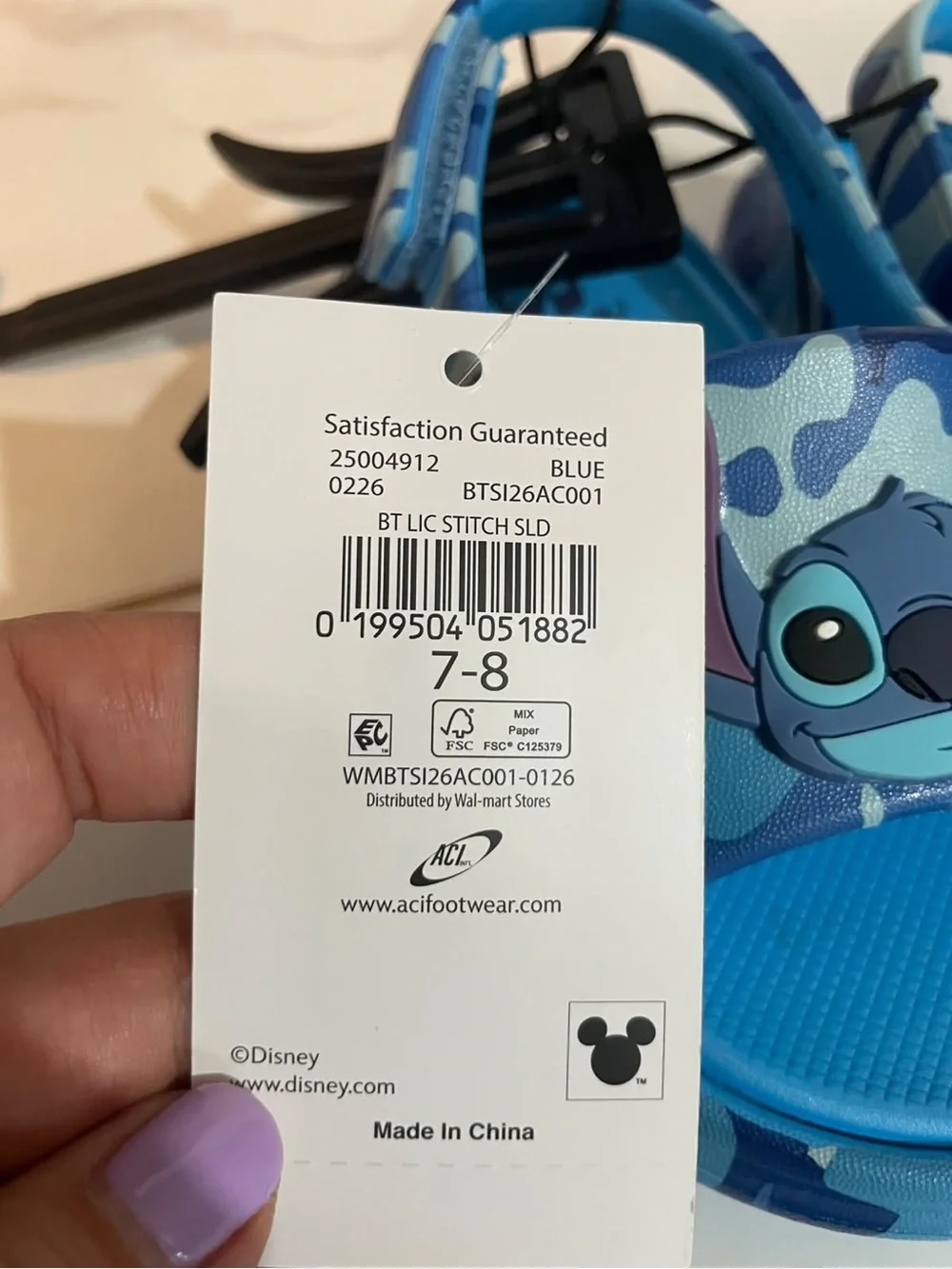 Disney Kids Blue Camo Stitch Slip-On Sandals